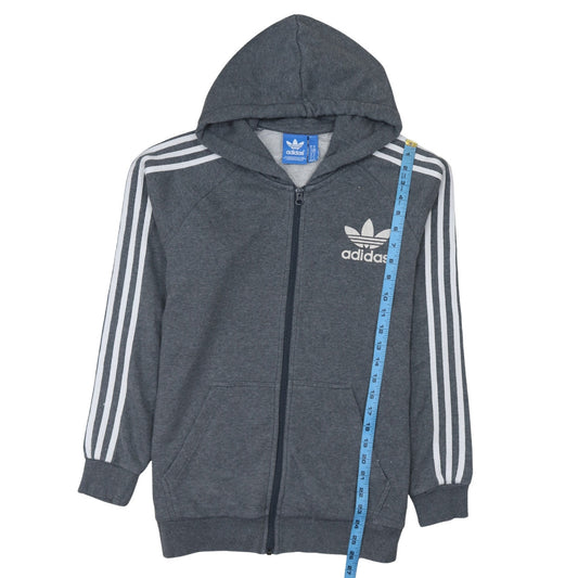 Adidas Men Grey Full Zip Hoodie Size M Regular Fit Sportswear