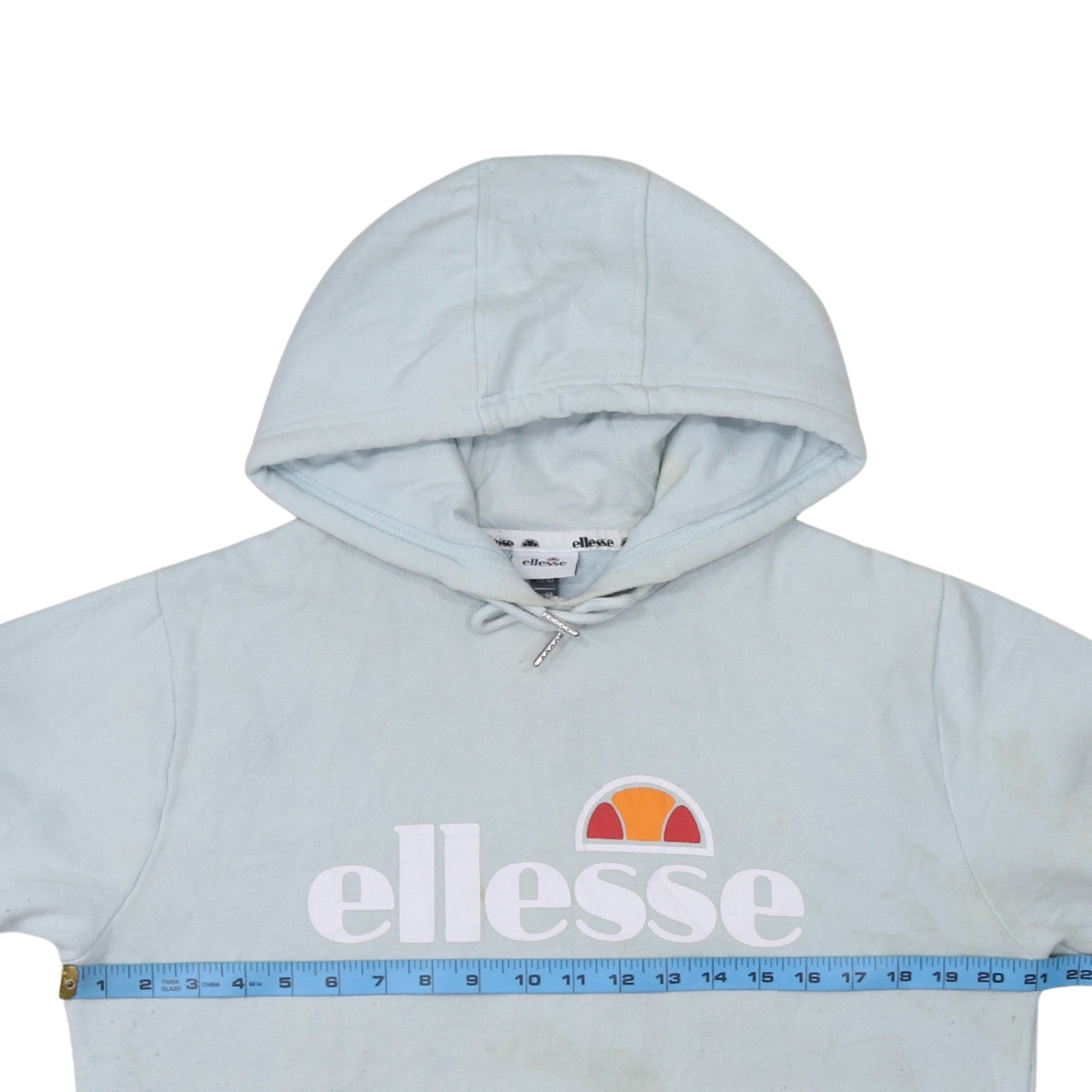 Ellesse Women Blue Pullover Hoodie Size 14 Cotton Blend Sport Logo