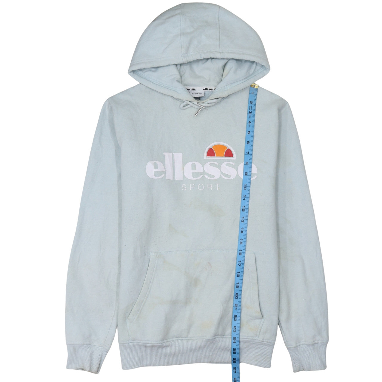 Ellesse Women Blue Pullover Hoodie Size 14 Cotton Blend Sport Logo
