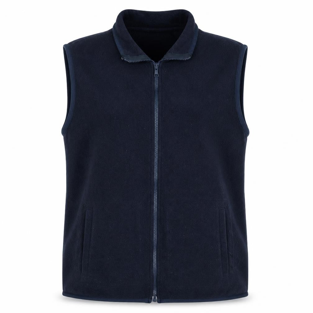 Front view of Gap Women’s Blue Fleece Waistcoat L Full Zip Sleeveless Casual Vest