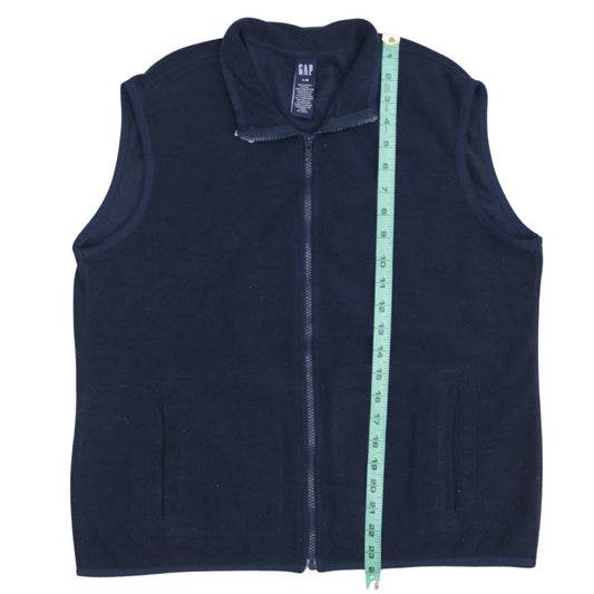 GAP Women’s Blue Fleece Waistcoat L Full Zip Sleeveless Casual Vest