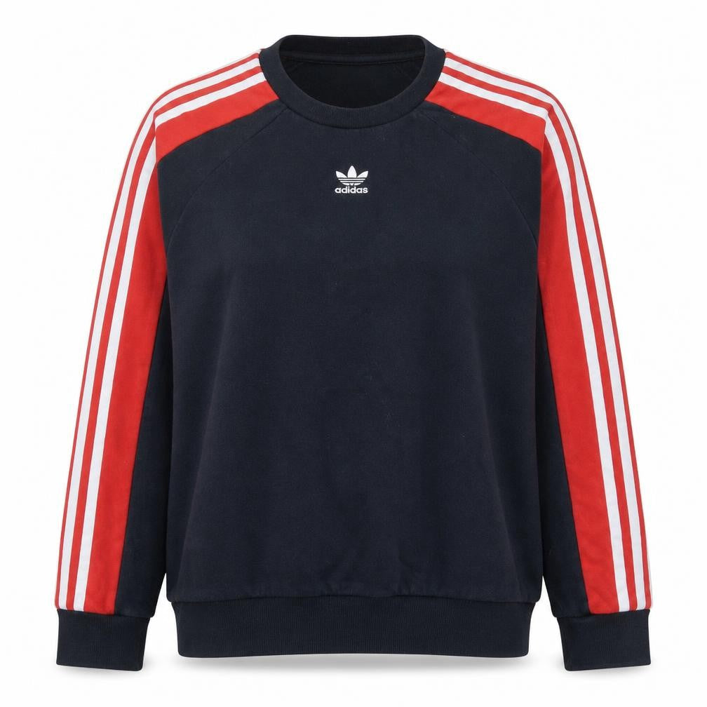 Adidas Women Black Red Crew Neck Pullover Sweatshirt UK 6 XS