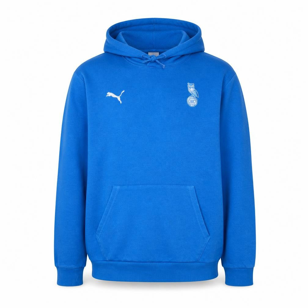 Front view of Puma Men's Blue 2XL Pullover Hoodie with Logo and Pocket