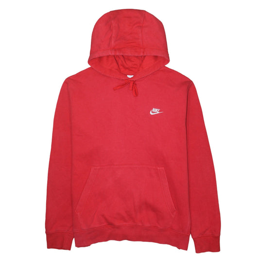 Nike Men's Red Pullover Hoodie L Regular Fit Logo Sportswear