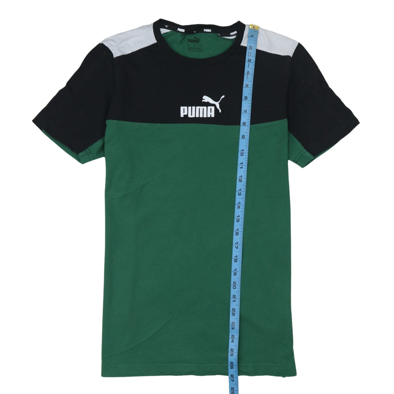 Puma Men's Green Colourblock Crew Neck Short Sleeve T-Shirt Size S