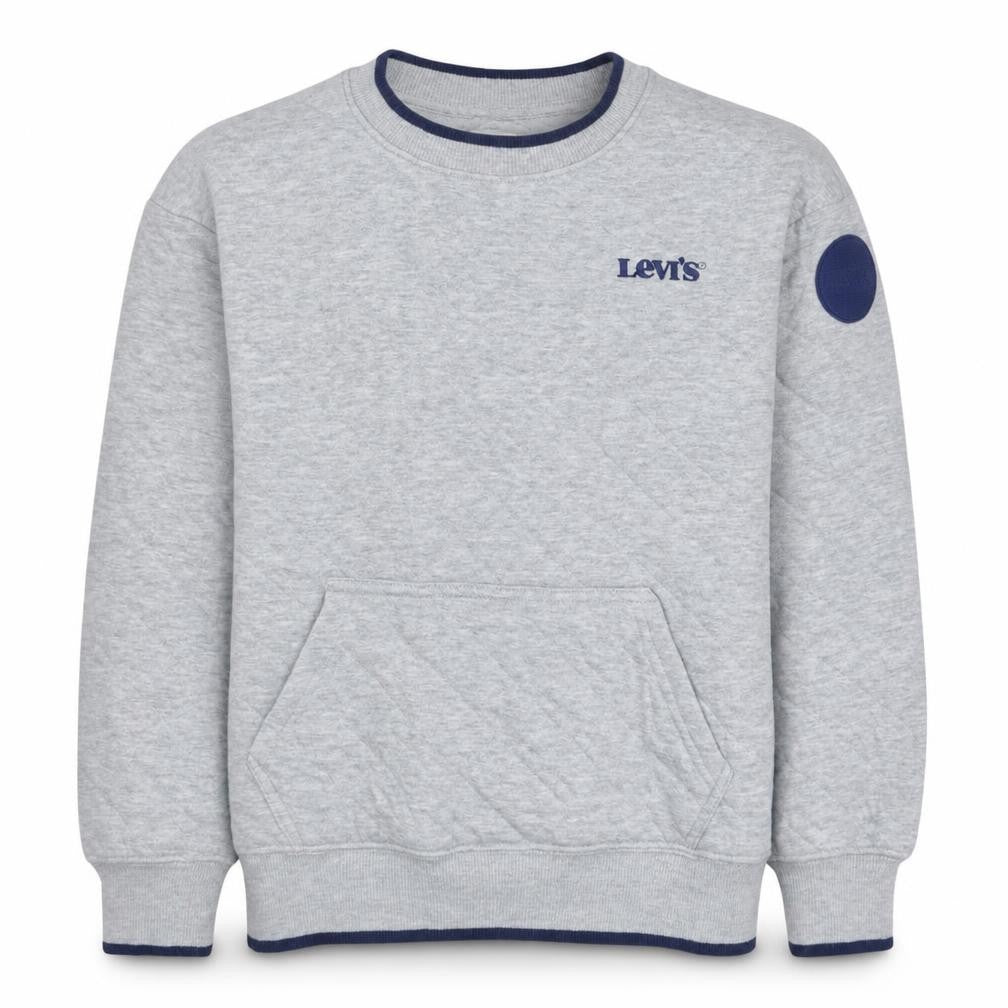 Front view of Levi's boys’ grey crew neck pullover sweatshirt, size 12, years