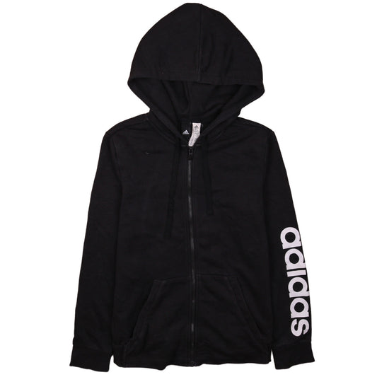 Adidas Womens Black Full Zip Hoodie Size M Hooded Sweatshirt