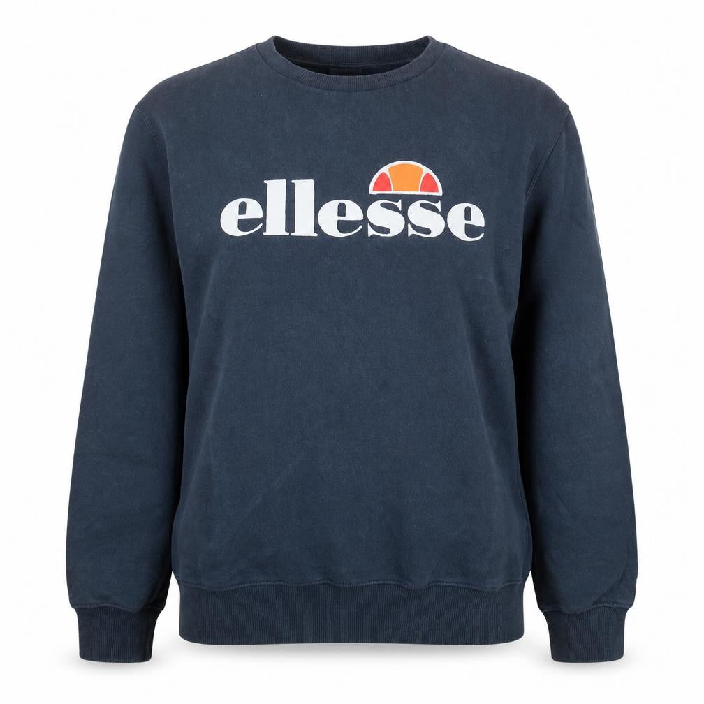 Ellesse Womens Navy Blue Crew Neck Sweatshirt UK 12 Cotton Blend Logo Print
