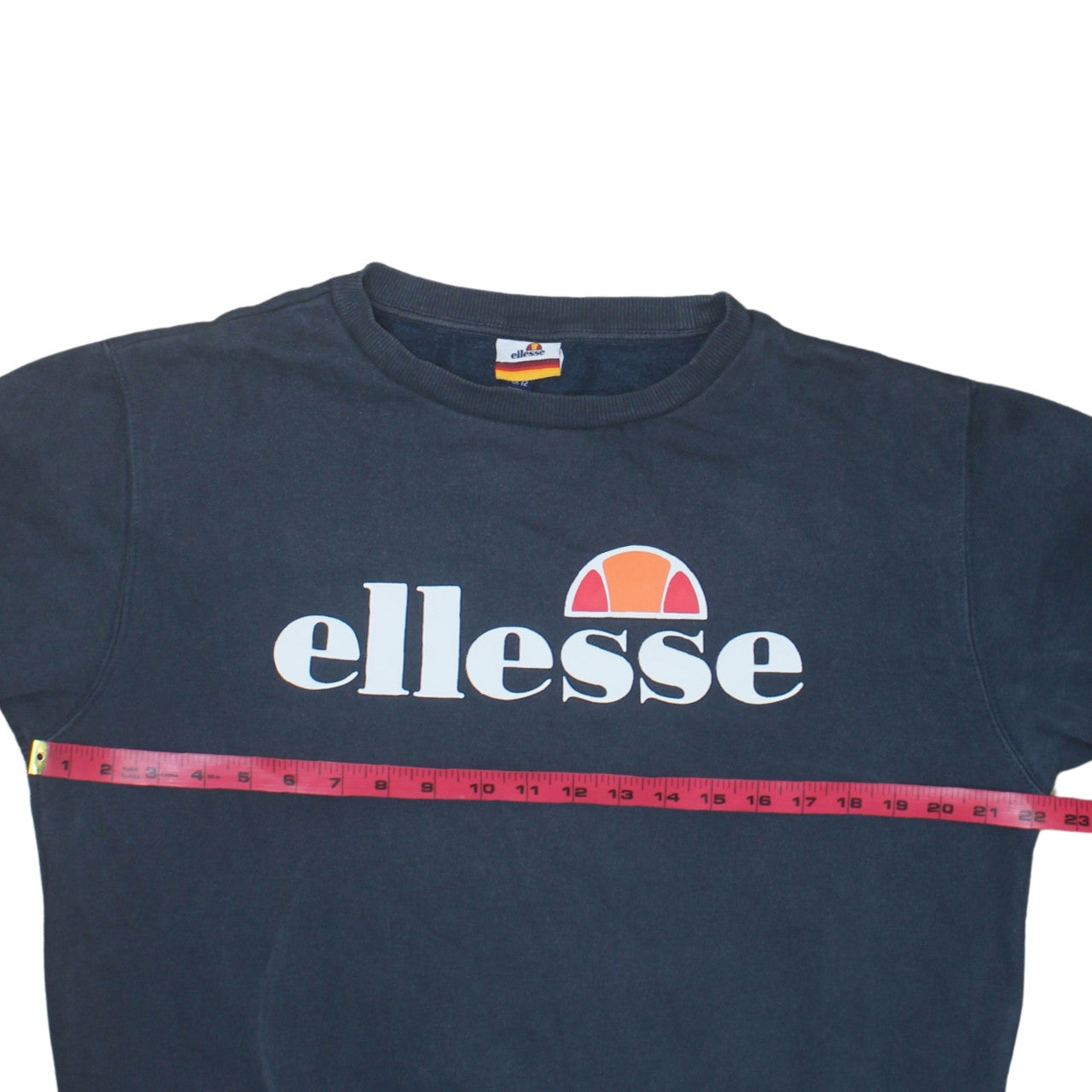 Ellesse Womens Navy Blue Crew Neck Sweatshirt UK 12 Cotton Blend Logo Print