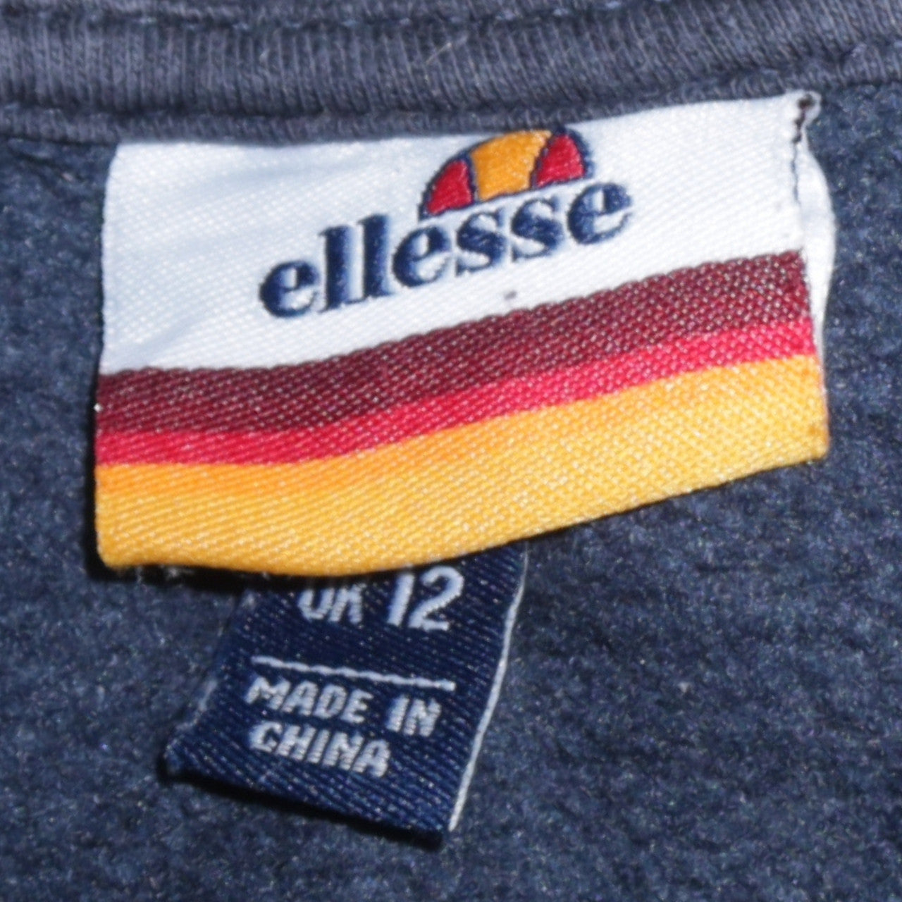 Ellesse Womens Navy Blue Crew Neck Sweatshirt UK 12 Cotton Blend Logo Print