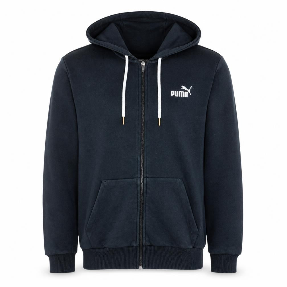 Front view of Puma Men's Black Full Zip Hoodie L Sportswear Graphic Fleece
