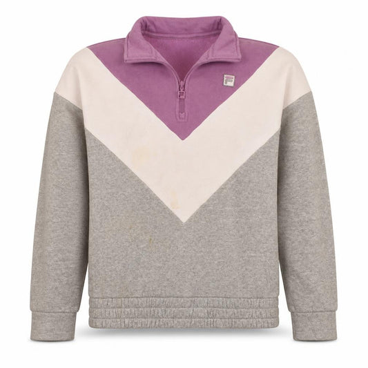 FILA Women’s Grey Purple Colourblock 1/4 Zip Sweatshirt Size M