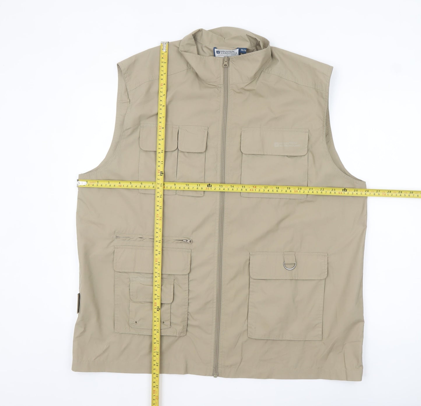 Warehouse Men's Beige 2XL Utility Waistcoat with Pockets
