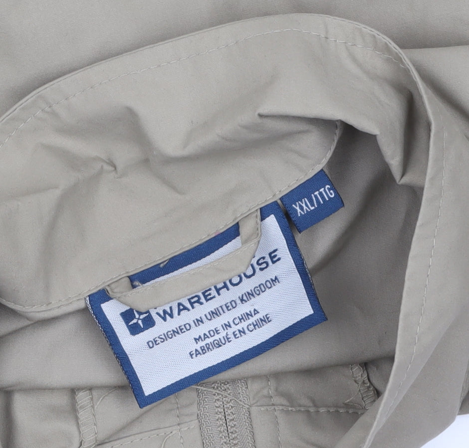 Warehouse Men's Beige 2XL Utility Waistcoat with Pockets