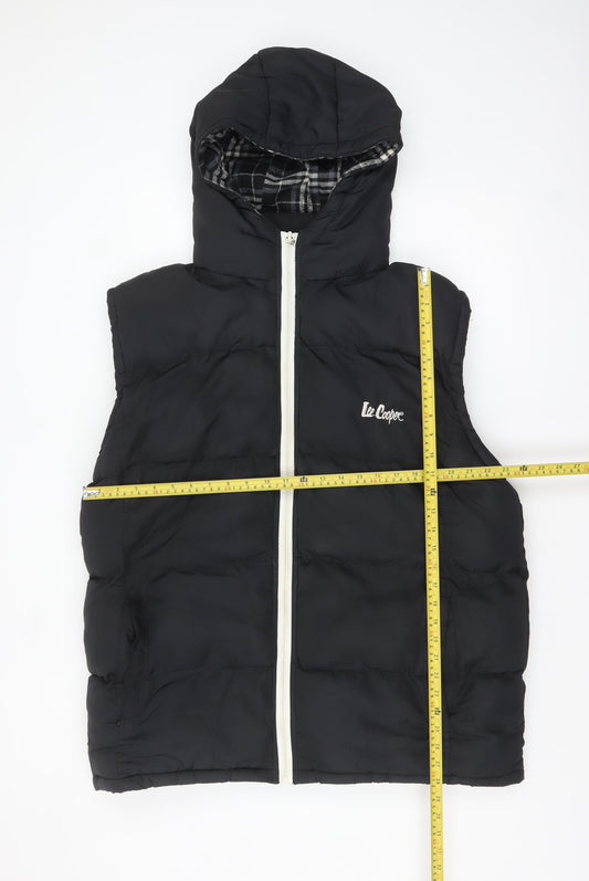 Lee Cooper Men's Black 2XL Hooded Puffer Waistcoat