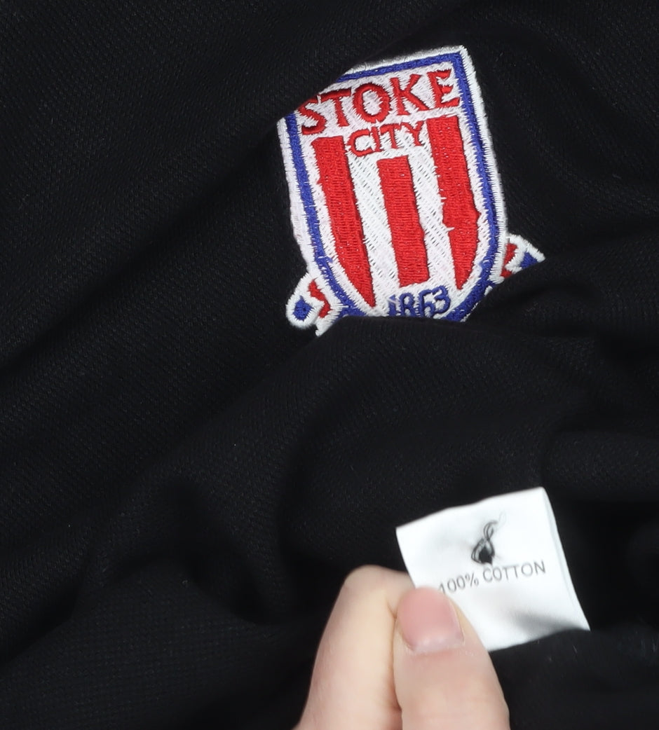 Stoke City Mens Black 2XL Cotton Polo Shirt Football Top