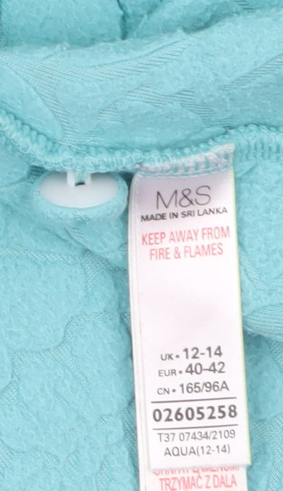 Marks and Spencer Women Blue Quilted Floral Pyjama Top Size 12-14