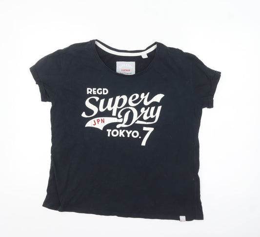 Superdry Womens Blue XL Vintage Tokyo T-Shirt Casual Cotton