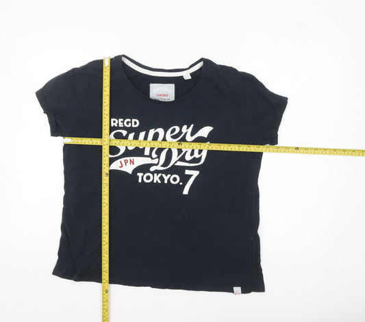 Superdry Womens Blue XL Vintage Tokyo T-Shirt Casual Cotton