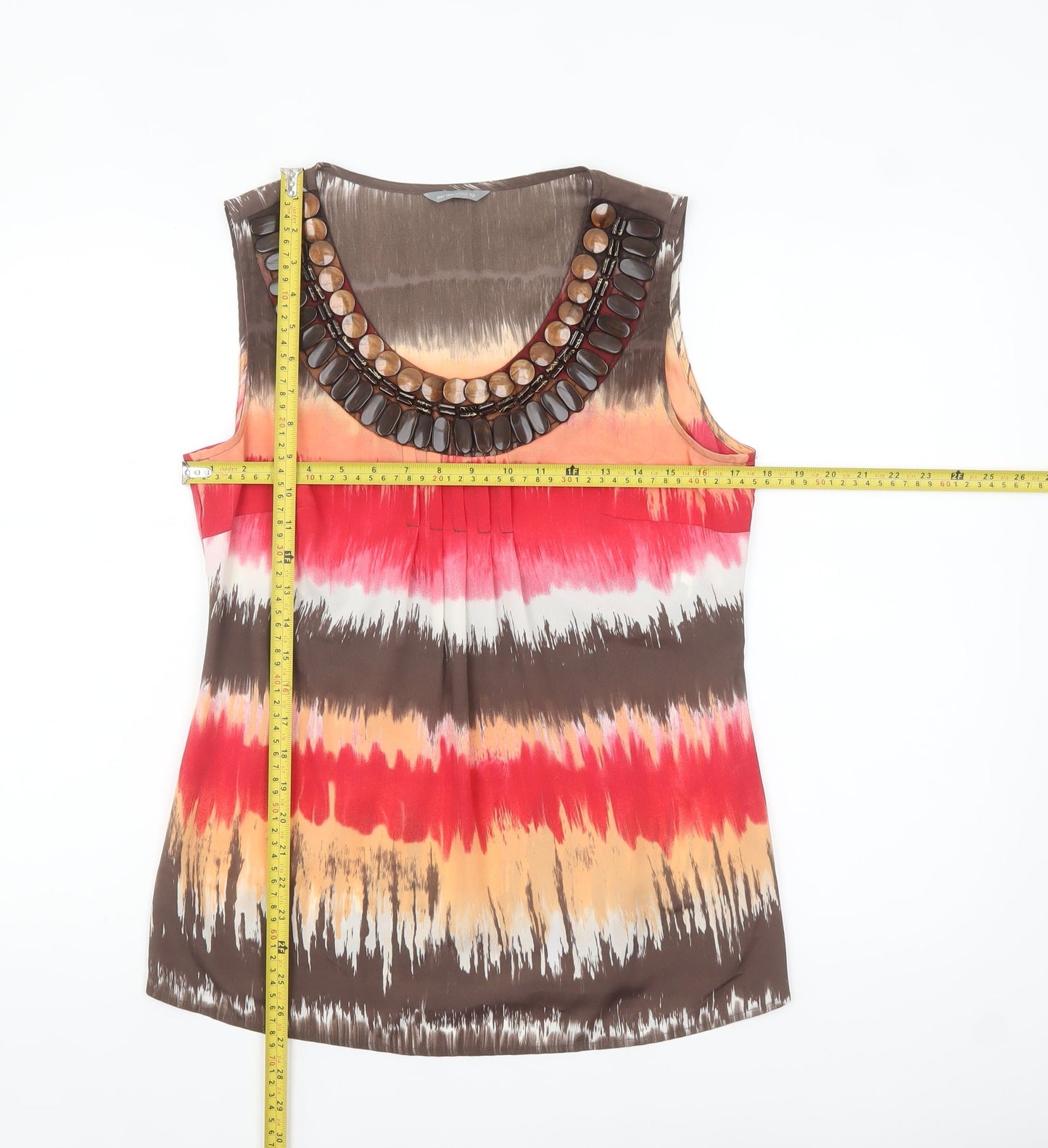 Marks and Spencer Per Una Women’s Multicoloured Beaded Sleeveless Blouse Size 12
