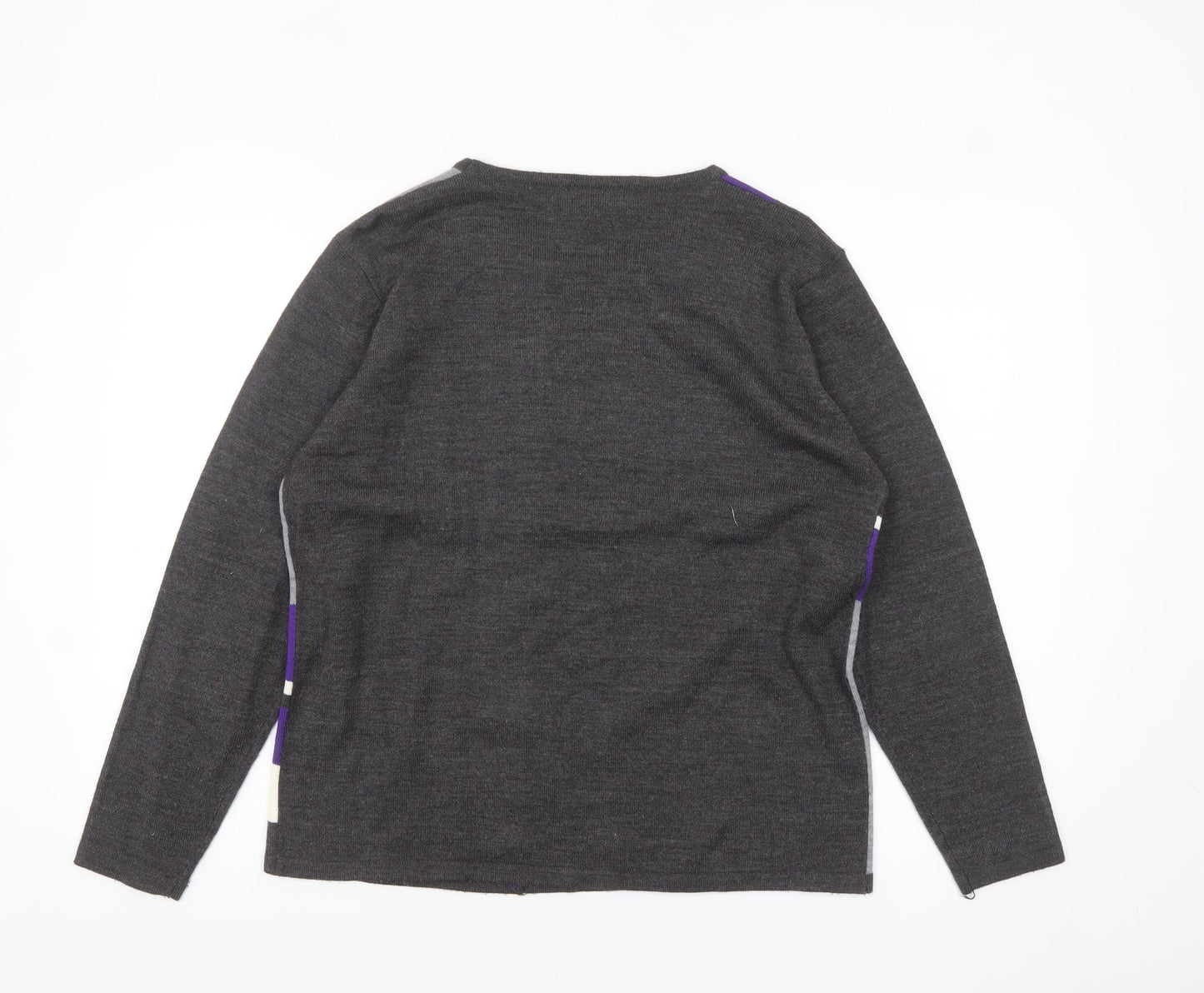 Autonomy Women's Grey Purple Geometric Button Cardigan M