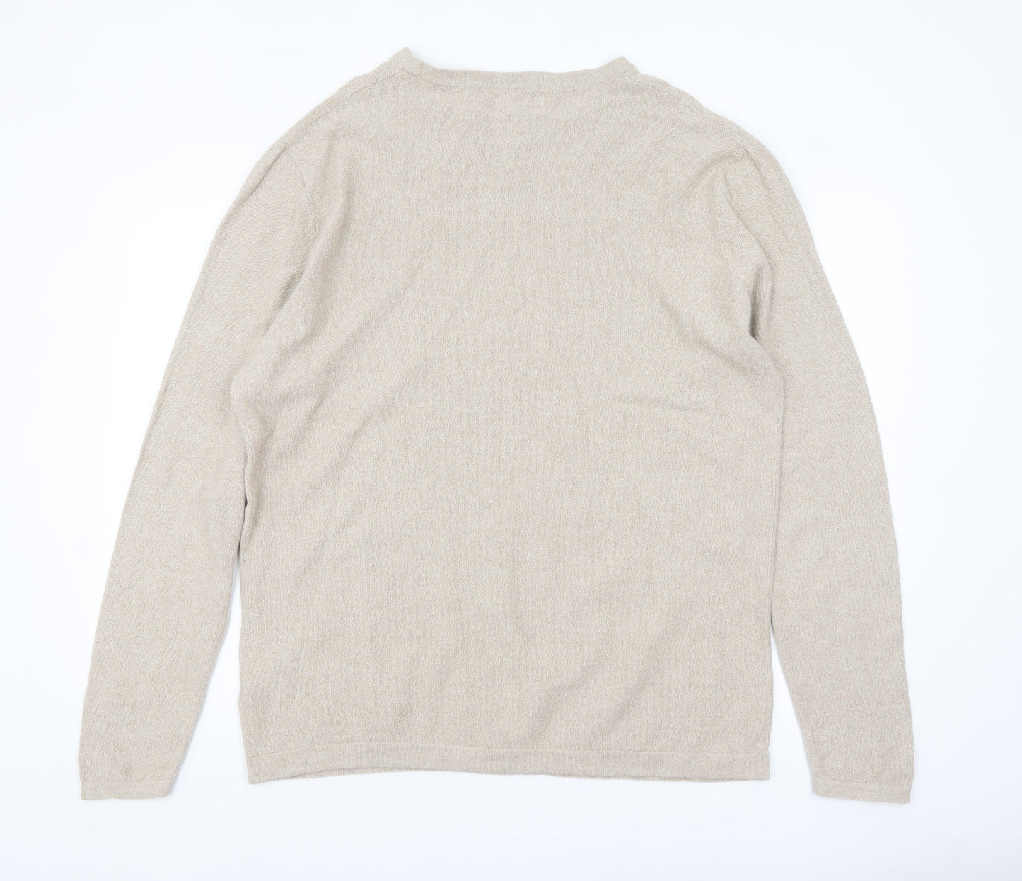 Jack & Jones Men’s Beige 2XL Cotton Knit Long Sleeve Top