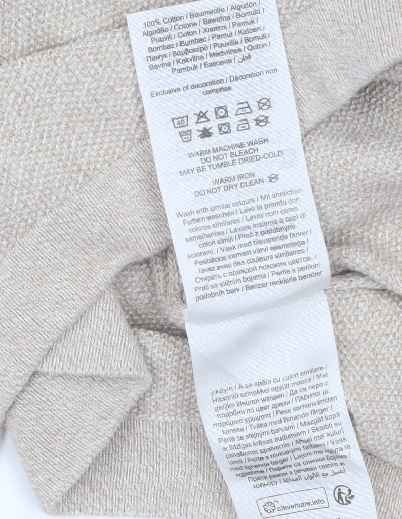 Jack & Jones Men’s Beige 2XL Cotton Knit Long Sleeve Top