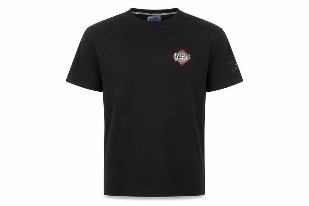 Front view of Christian Lacroix Men’s Black Graphic Short Sleeve T-Shirt L