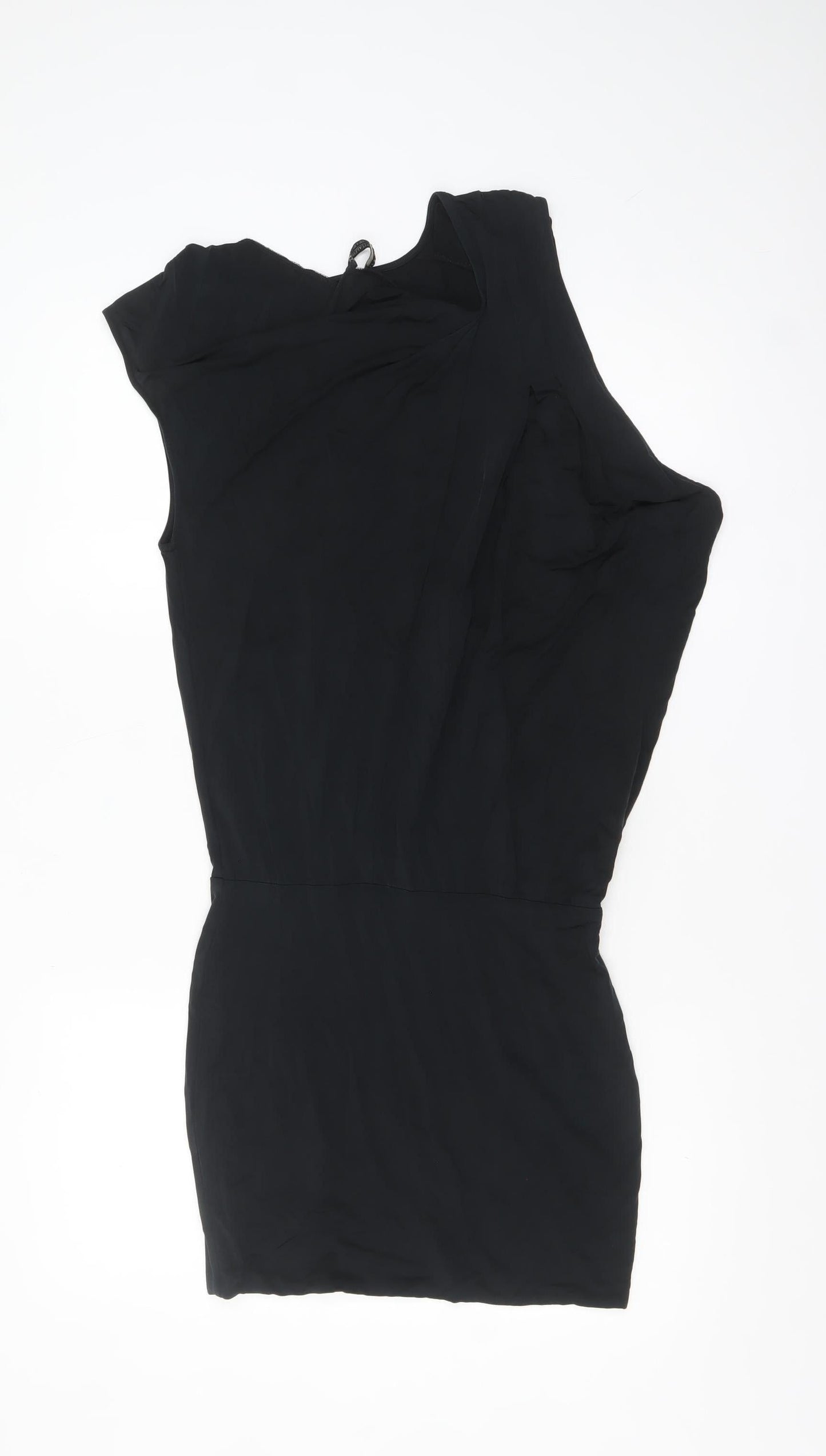 AllSaints Women's Black Cupro Bodycon One-Shoulder Dress UK 4