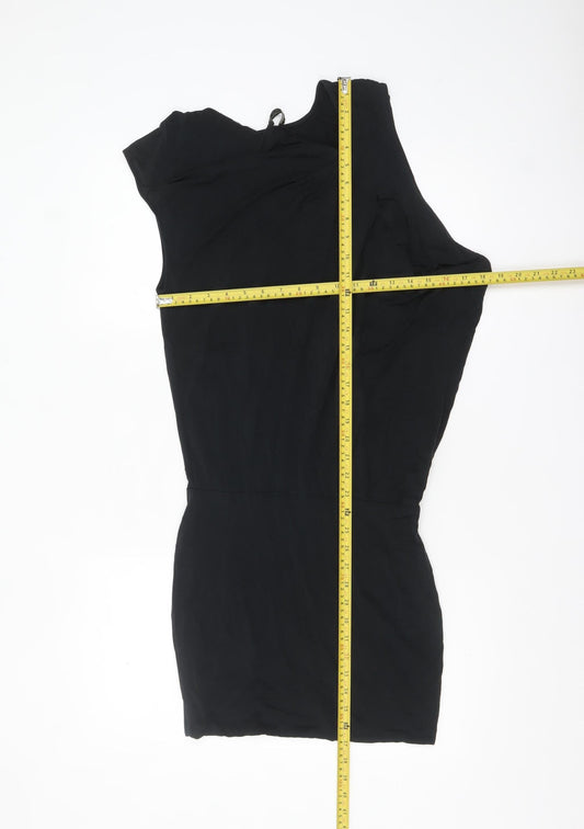 AllSaints Women's Black Cupro Bodycon One-Shoulder Dress UK 4