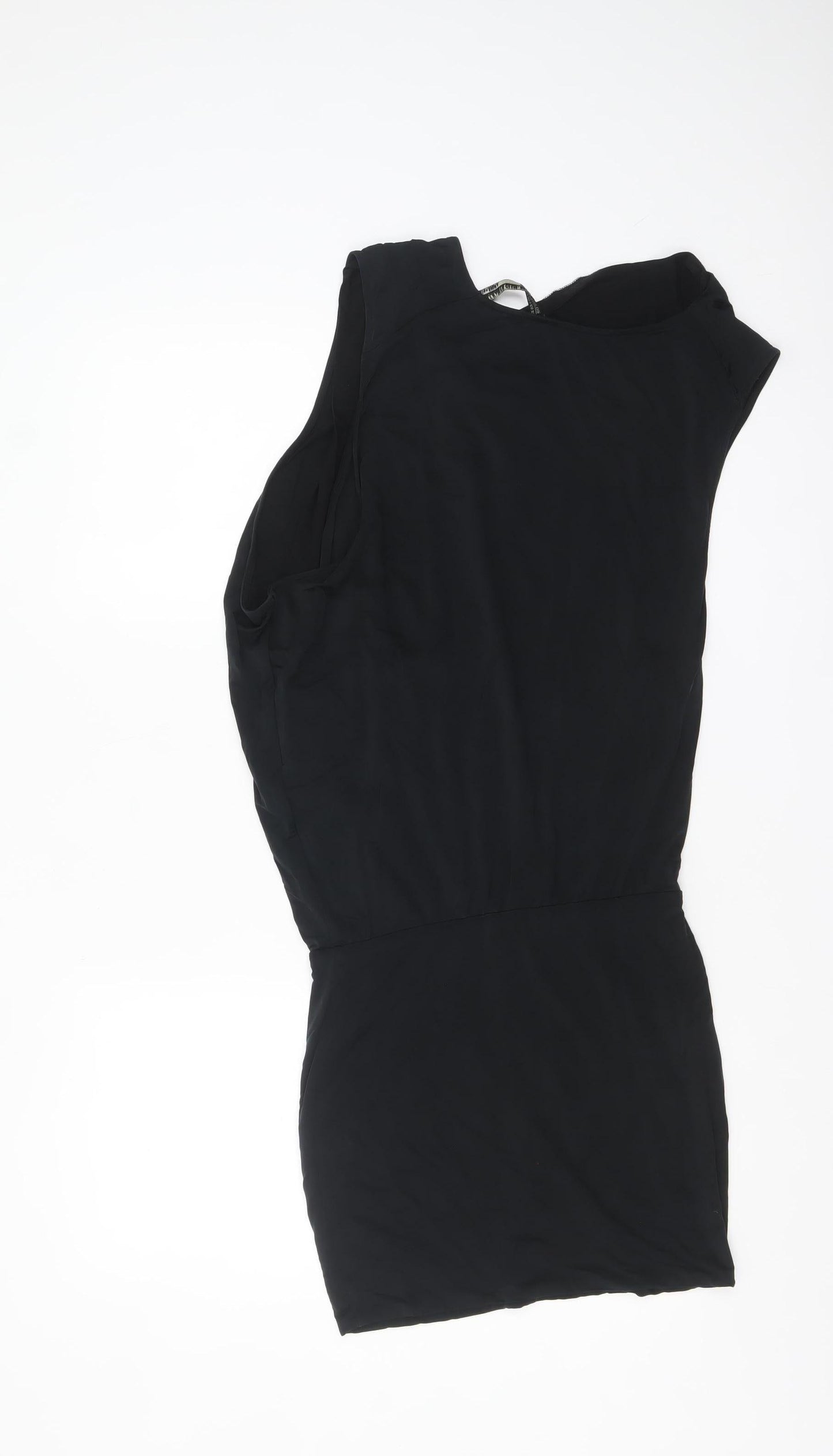 AllSaints Women's Black Cupro Bodycon One-Shoulder Dress UK 4
