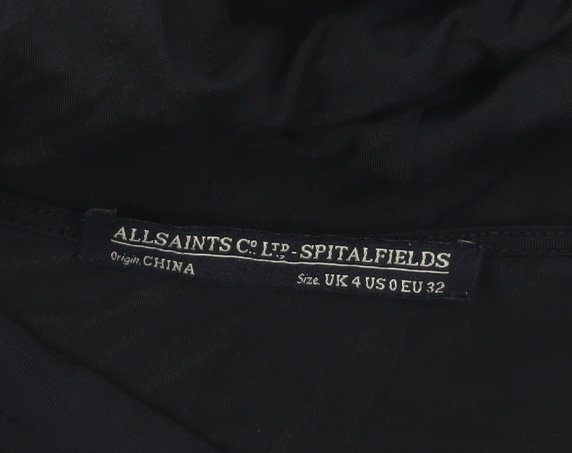 AllSaints Women's Black Cupro Bodycon One-Shoulder Dress UK 4