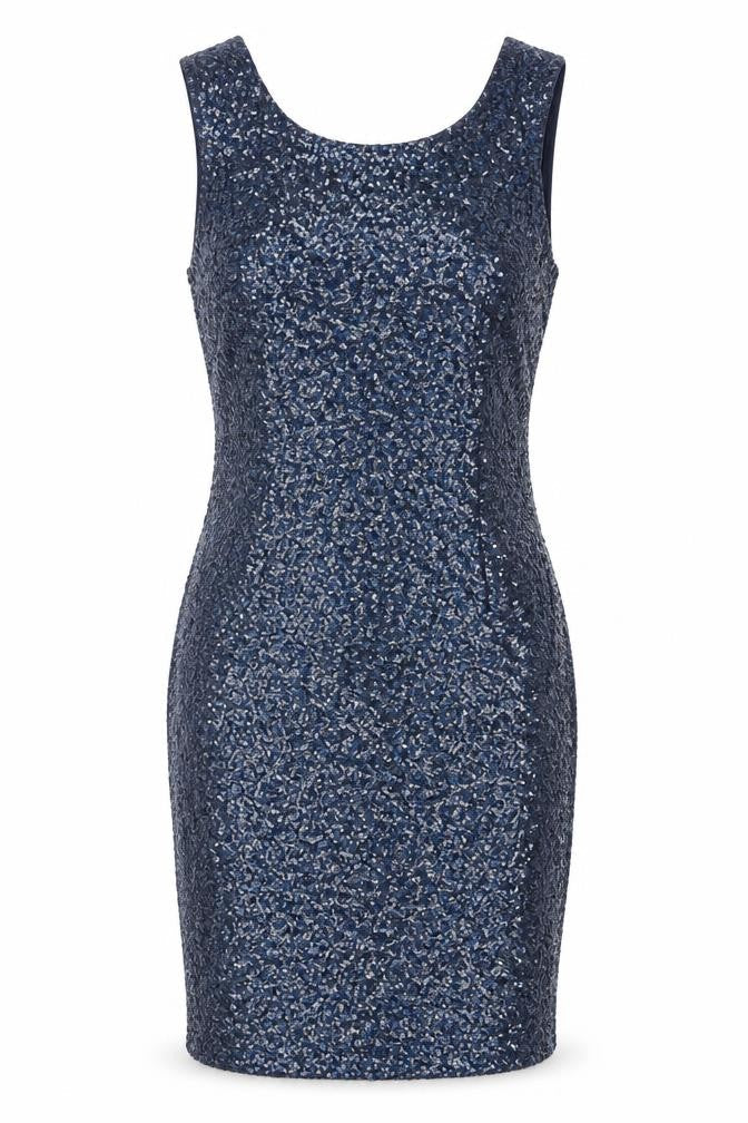 New Look Women Blue Sequin Bodycon Sleeveless Party Dress Size 12
