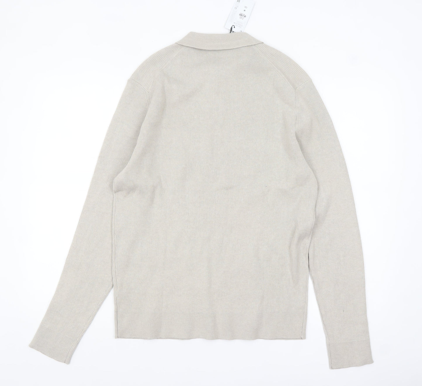 Primark Men Beige Collared Henley Jumper Medium