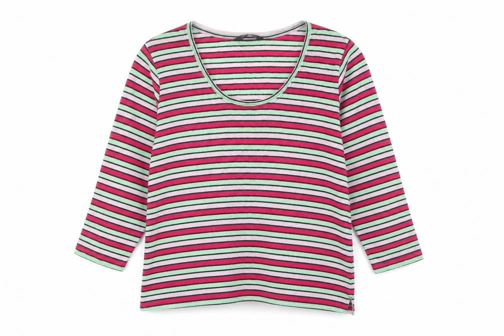 Marks & Spencer Womens Multicoloured Striped Relaxed Fit Long Sleeve T-Shirt Size 22