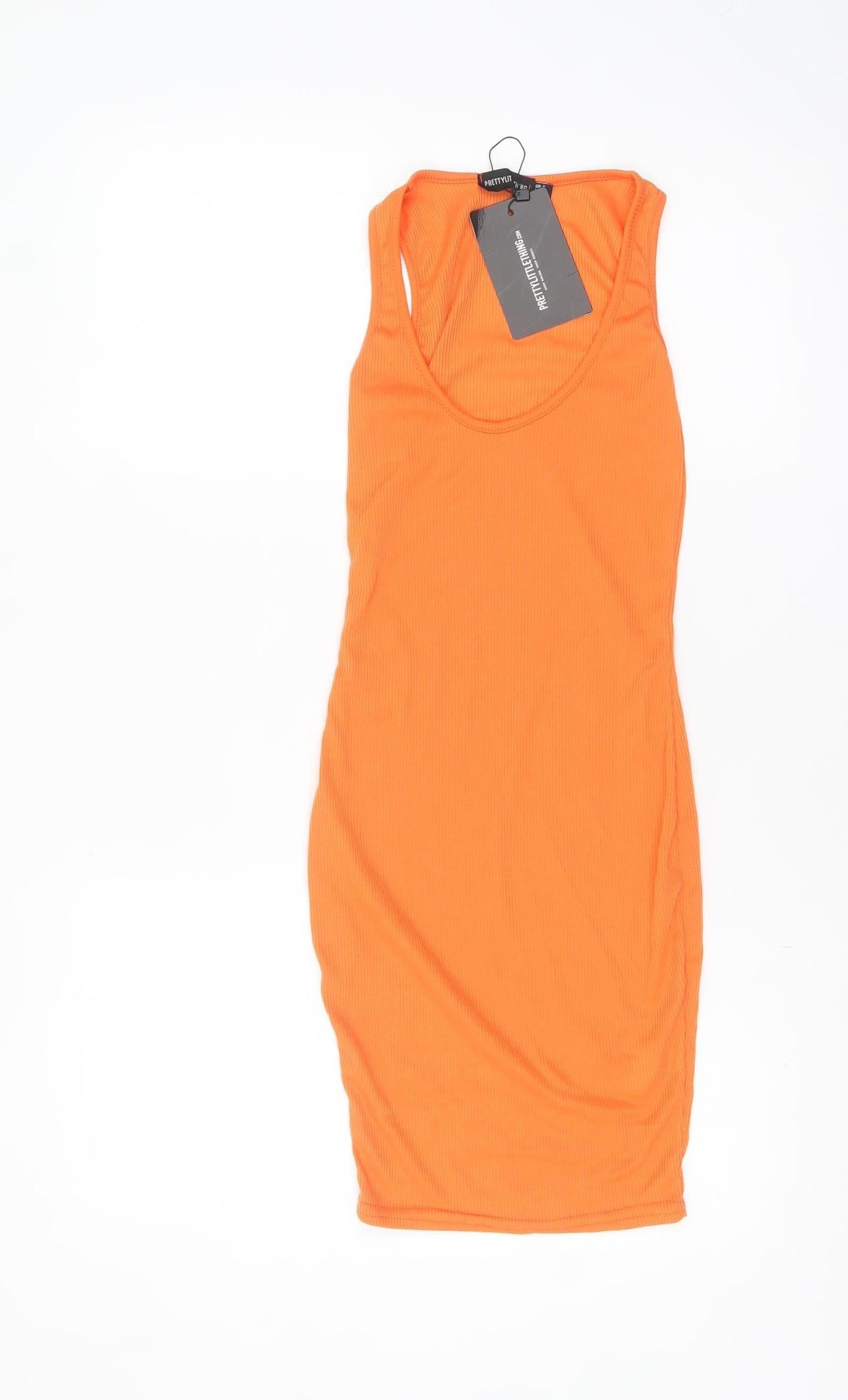 PrettyLittleThing Women Orange Size 6 Bodycon Sleeveless Dress