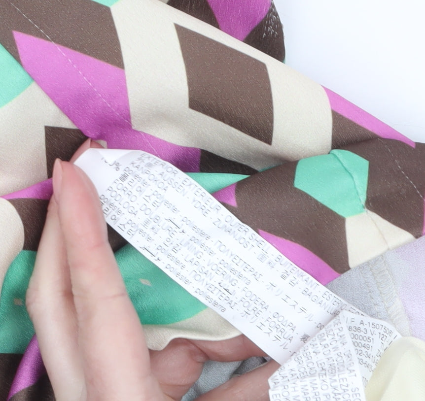 Zara Women Multicoloured Geometric Shift Dress Size 12