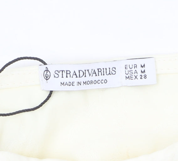 Stradivarius Women’s Ivory Cropped Lace Up Tank Top Size 12