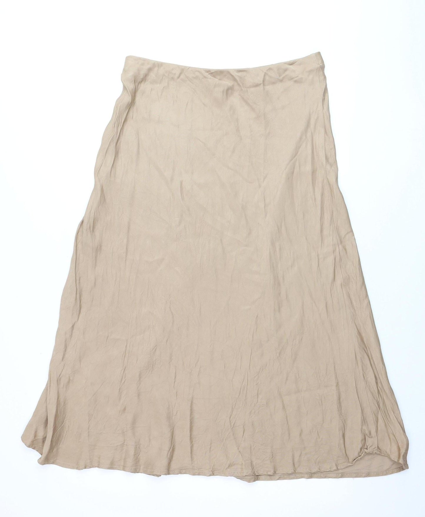 Gallery Women Beige A-Line Midi Skirt Size 14 Viscose