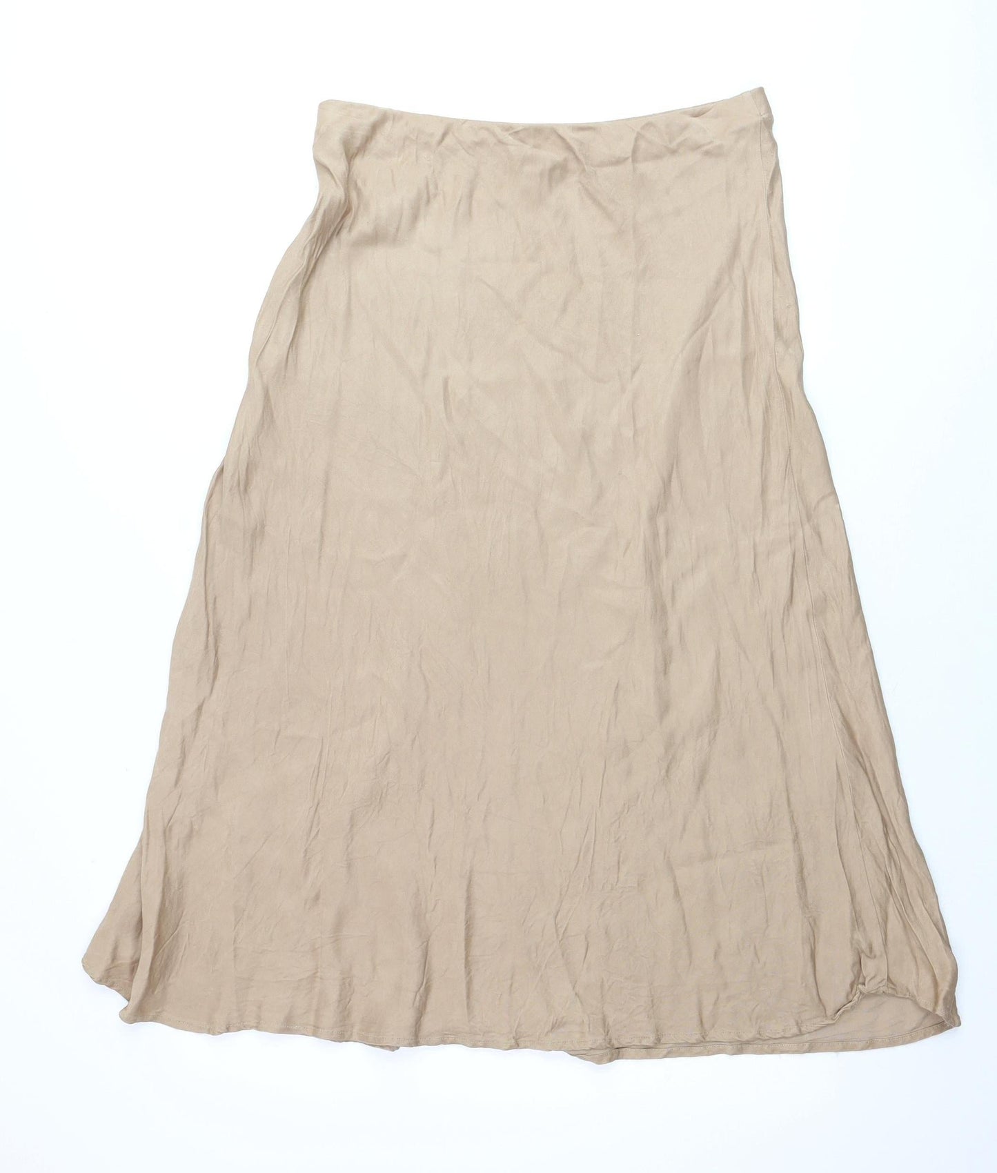 Gallery Women Beige A-Line Midi Skirt Size 14 Viscose