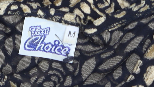 First Choice Women's Black Gold Floral Long Sleeve Tunic Top M