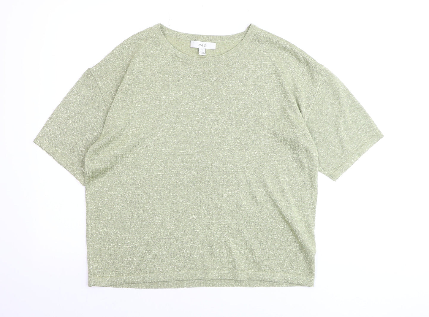 Marks and Spencer Women’s Light Green Glitter Knit T-Shirt Medium