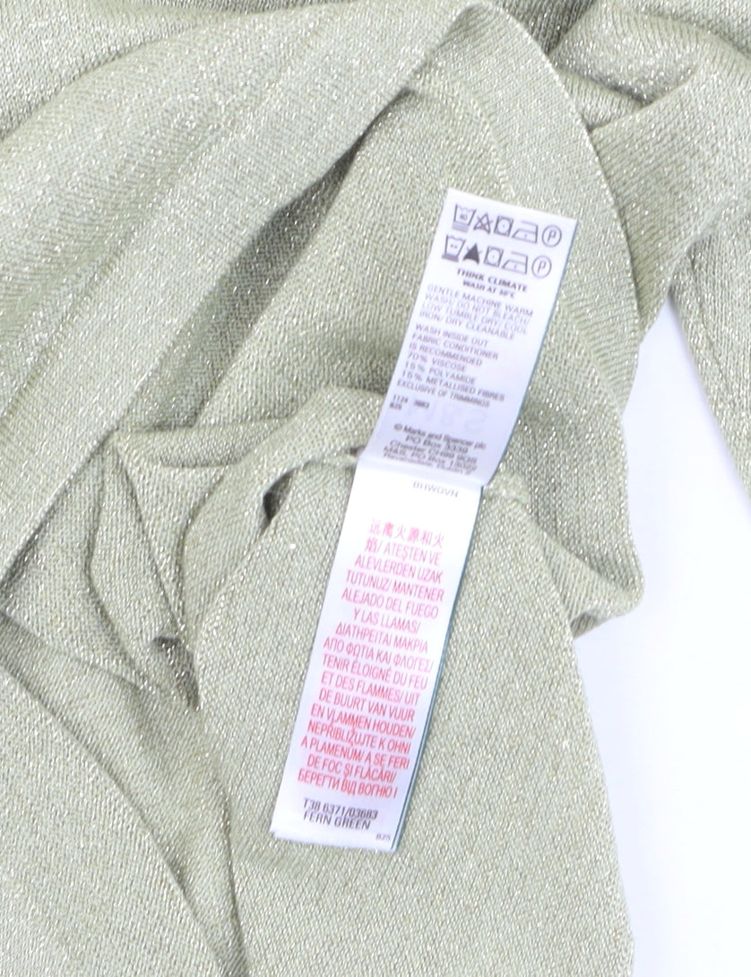 Marks and Spencer Women’s Light Green Glitter Knit T-Shirt Medium