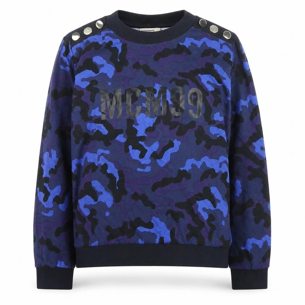 Front view of Baum und Pferdgarten Women's Blue Camo jumper, size M