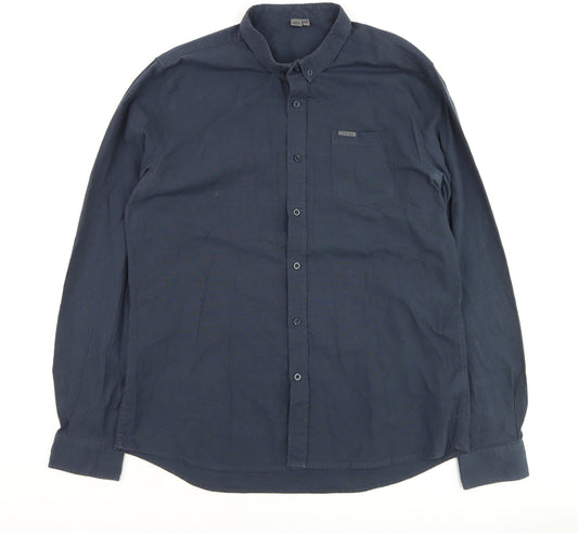 Firetrap Men's Navy Blue XXL Classic Long Sleeve Dress Shirt