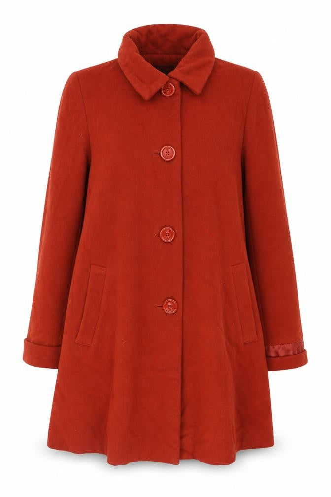 Sabena Women's Red Wool Cashmere Blend Mid-Length Overcoat Size 12
