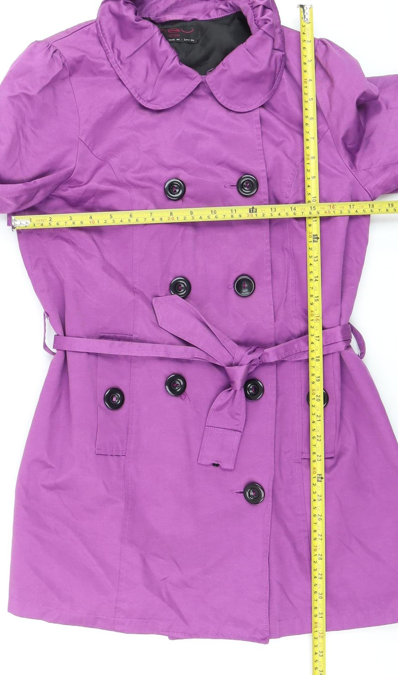 New Look Women Purple Belted Trench Coat UK 14