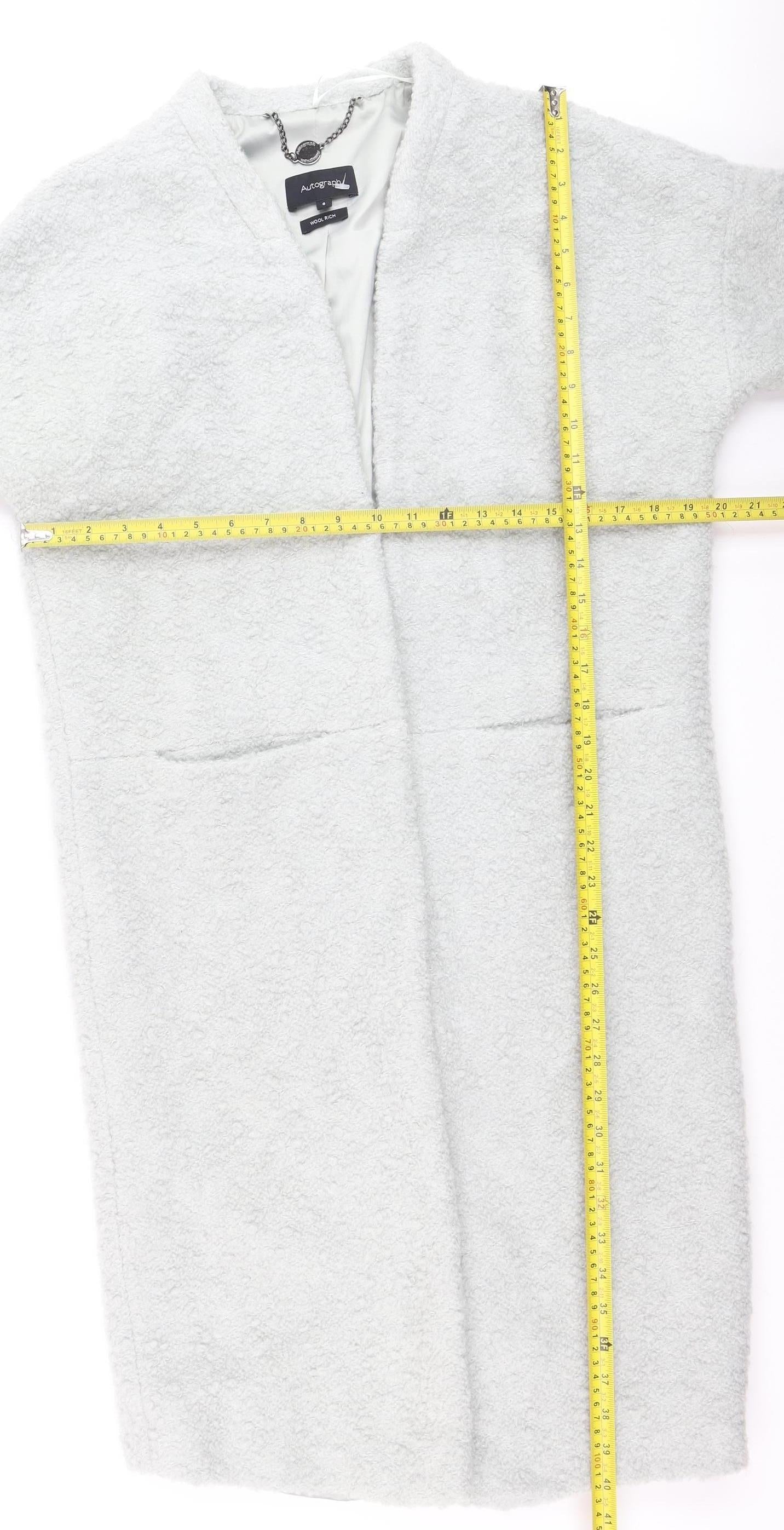 Marks and Spencer Autograph Women’s Grey Wool Blend Long Overcoat Size 8