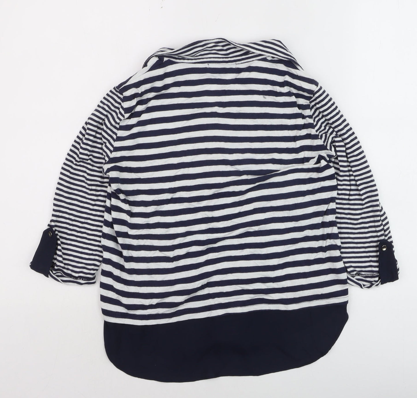 Tinta Women's Blue Striped Button-Up Collared Shirt Size 12