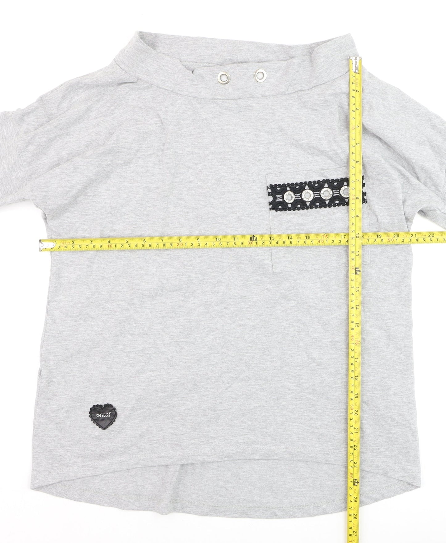 MEGI Women's Grey 3/4 Sleeve Boat Neck Jersey T-Shirt S